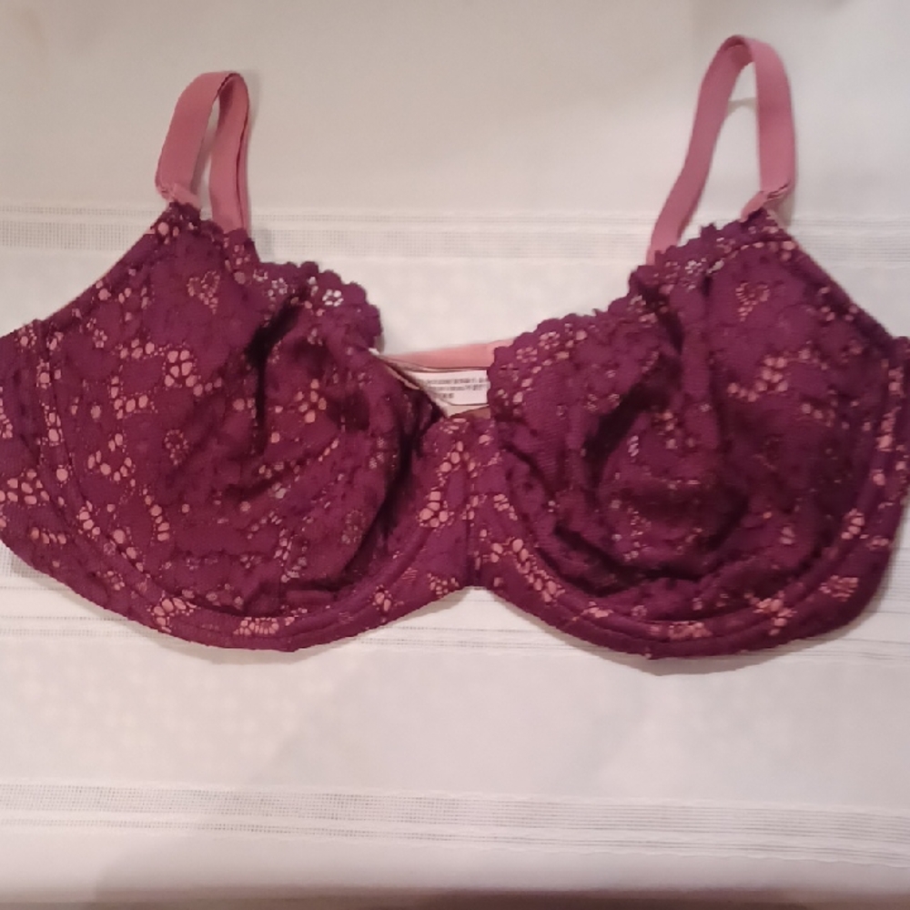 NWOT Unlined Demi Lace Underwire Bra in Purple